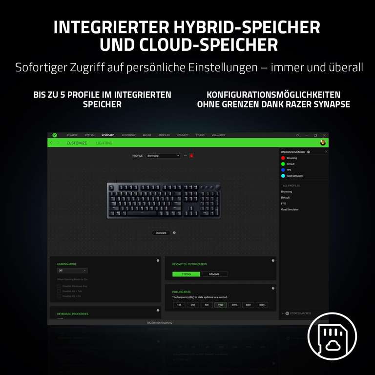 Razer Huntsman V2 schwarz, Red-Switch Gaming Tastatur [computeruniverse]