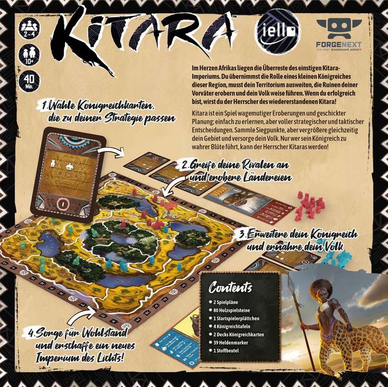 Kitara | Brettspiel (Eroberungsspiel / Area Control) für 2 - 4 Personen ab 10 Jahren | ca. 40 Min. | BGG: 6.9 / Komplexität: 2.31