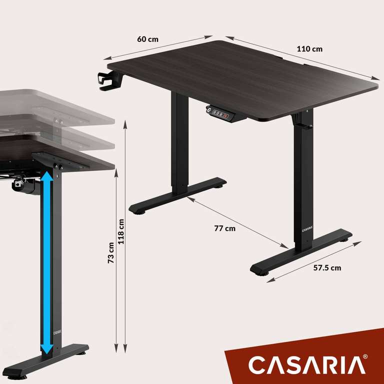Höhenverstellbarer Schreibtisch Braun 110x60x73-118cm