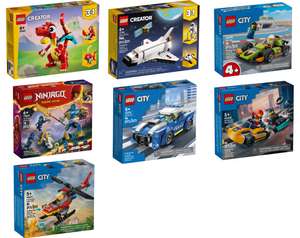 LEGO-Sets, z.B. Spaceshuttle (31134), Rennwagen (60399) NINJAGO Jay Battle Mech, Star Wars Boba Fetts Starship (75344) je 6,66 € [Amazon]