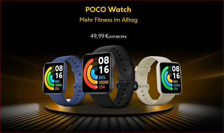 Xiaomi-Smartwatch Poco Watch mit 1,6 Zoll AMOLED, SpO2, GPS und 100+ Sportmodi mit GPS