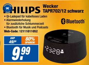 [Expert lokal] PHILIPS TAPR702/12 schwarz Wecker (Bluetooth, Sleeptimer, Wecker, Snoozer, USB, QI-Ladestation) offline nur 9,99€