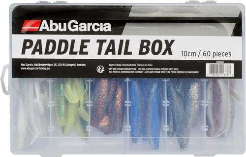 Abu Garcia Paddle Tail Box 10 cm 60 Stück Kunstköder Gummifisch Soft Lure Set angeln