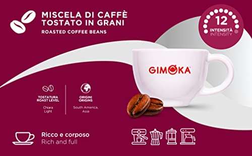 2 x 1 Kg Gimoka - Ganze Kaffeebohnen - 2 Kg - Mischung GRAN BAR - Intensität 12 - Made In Italy - (Prime)