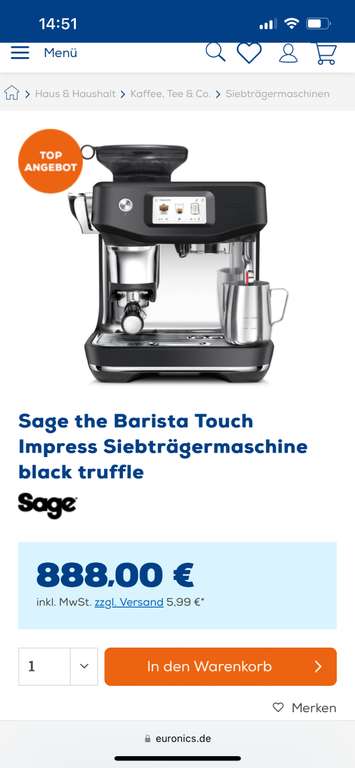 Sage Barista Touch Impress Siebträgermaschine