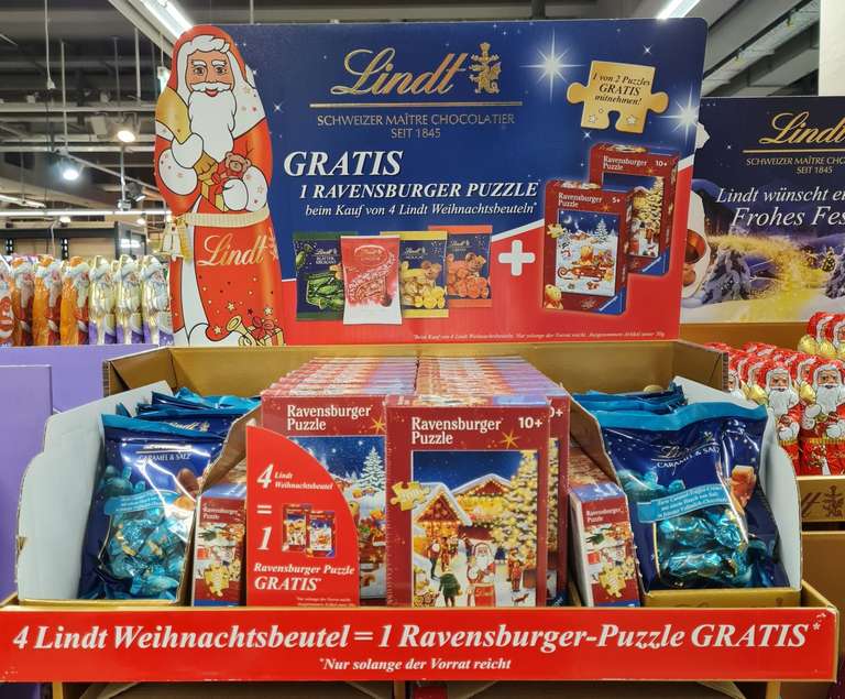 [Lindt | Supermärkte] Ravensburger Puzzle Gratis beim Kauf von 4 Weihnachtsbeutel