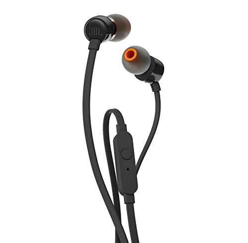 (Prime) JBL Tune 110 – In-Ear Kopfhörer mit verwicklungsfreie Flachbandkabel und Mikrofon in Schwarz