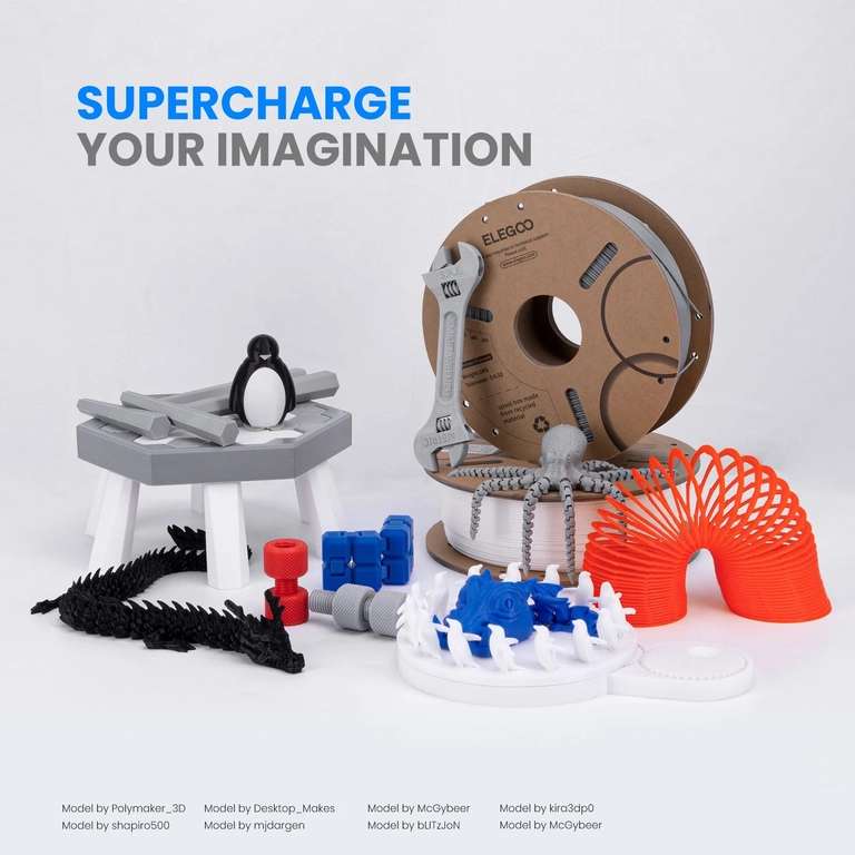 Elegoo Pla Filament 1kg 1,75mm für 3D Drucker verschiedene Farben für 12,99€ (50€ Mbw)