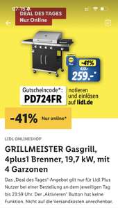 GRILLMEISTER Gasgrill, 4plus1 Brenner, 19,7 kW, mit 4 Garzonen