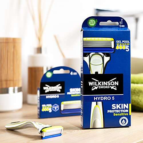 Wilkinson Sword Hydro 5 Skin Protection Sensitive | Set bestehend aus Rasierer und 4 Klingen [Prime Spar-Abo]