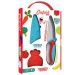 Chefclub Kids - Messer für Kinder, mit Fingerschutz, Klingenschutz und ergonomischen Griff, Blau und rot