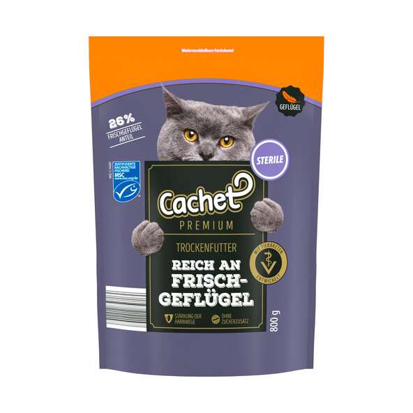 ALDI Katzenfutter gibt es auch online: CACHET Premium Katzen-Trockenfutter, 8x 800 g