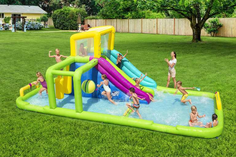 BESTWAY Splash Course Wasserpark/Kinderpool, 710 x 310 x 265 cm, mit Dauergebläse - Sommerspaß pur!