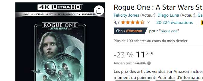 [Amazon.fr] Rogue One: A Star Wars Story (2016) - 4K Bluray + Bluray - deutscher Ton - IMDB 7,8