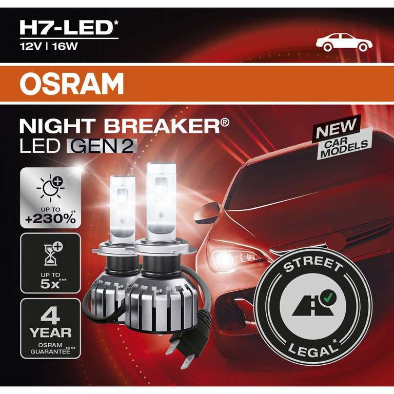 2x OSRAM H7 LED Night Breaker GEN2 Lampe Scheinwerfer Nachrüstlampe Zulassung