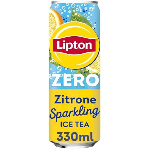 Pfandfehler LIPTON ICE TEA Sparkling Lemon Zero, Kohlensäurehaltiger Zitronen-Eistee ohne Zucker, EINWEG Dosen (24x0.33l) [PRIME/Sparabo]