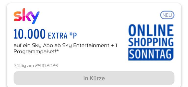 [payback / sky 12 Monate / neukunde] 10.000 Punkte für den Abschluß eines Sky Entertainment Jahresabos - effektiv 16.25€ per Monat