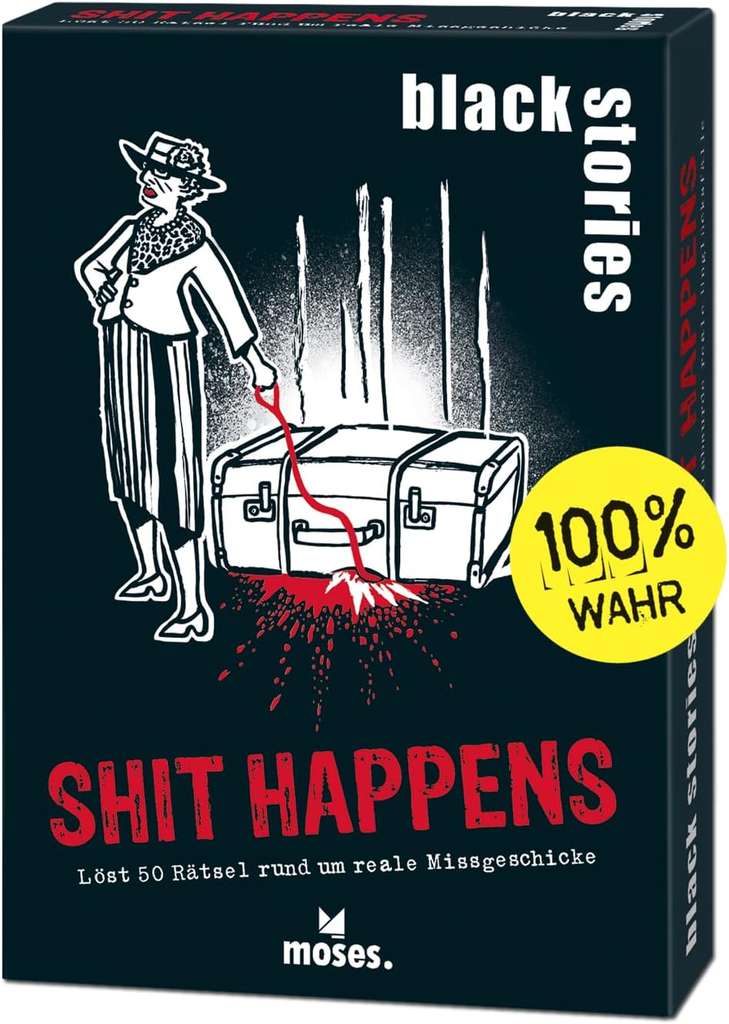 black stories „Shit Happens“ Rätsel-Kartenspiel mit 50 wahren Fällen für 7,65 € bei Amazon (Prime)