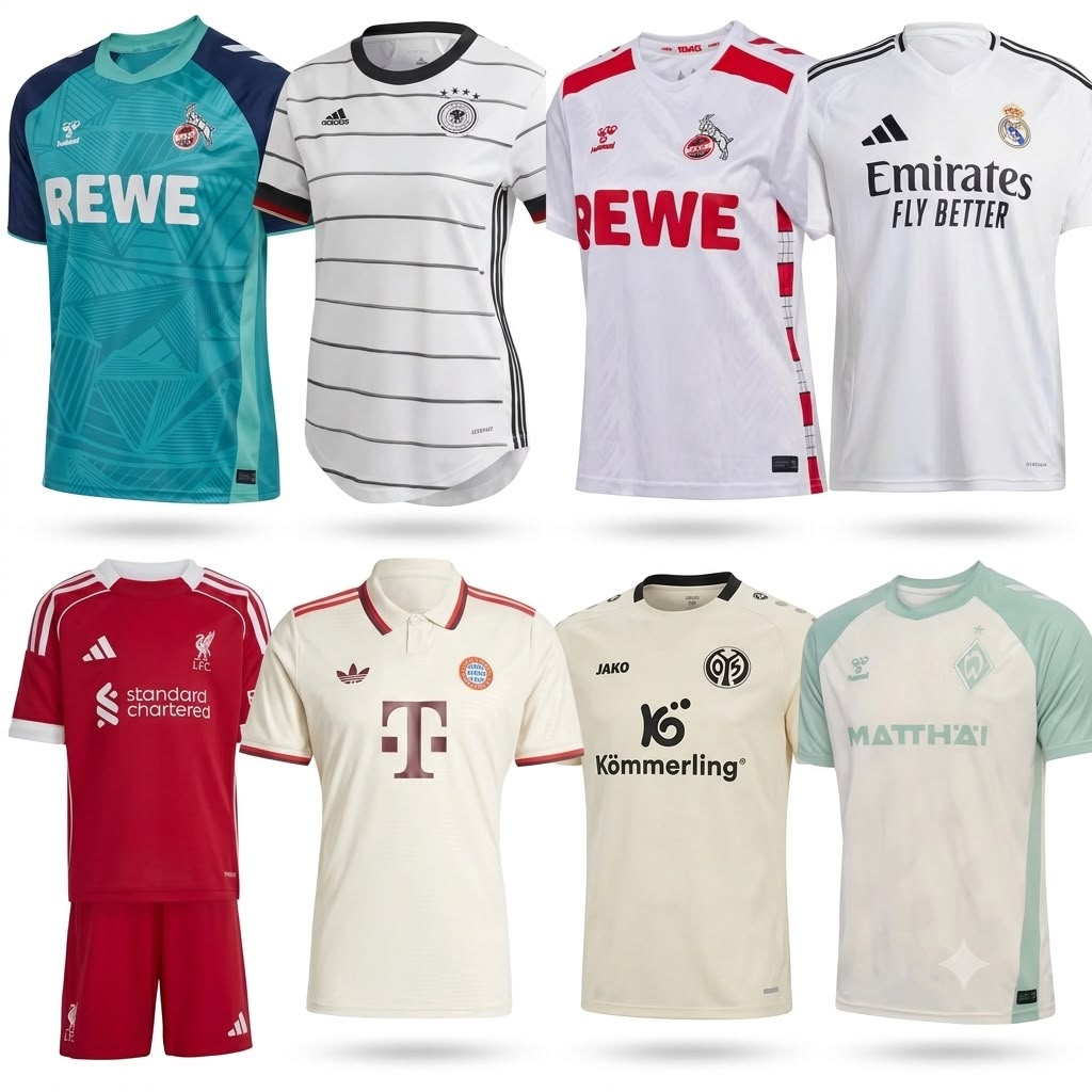 Fußball Trikots im Sale (Köln, Bremen, Dortmund, Real Madrid, Juventus, Liverpool) | z.B. Köln Trikot, DFB Trikot, Bayern Trikot uvm...