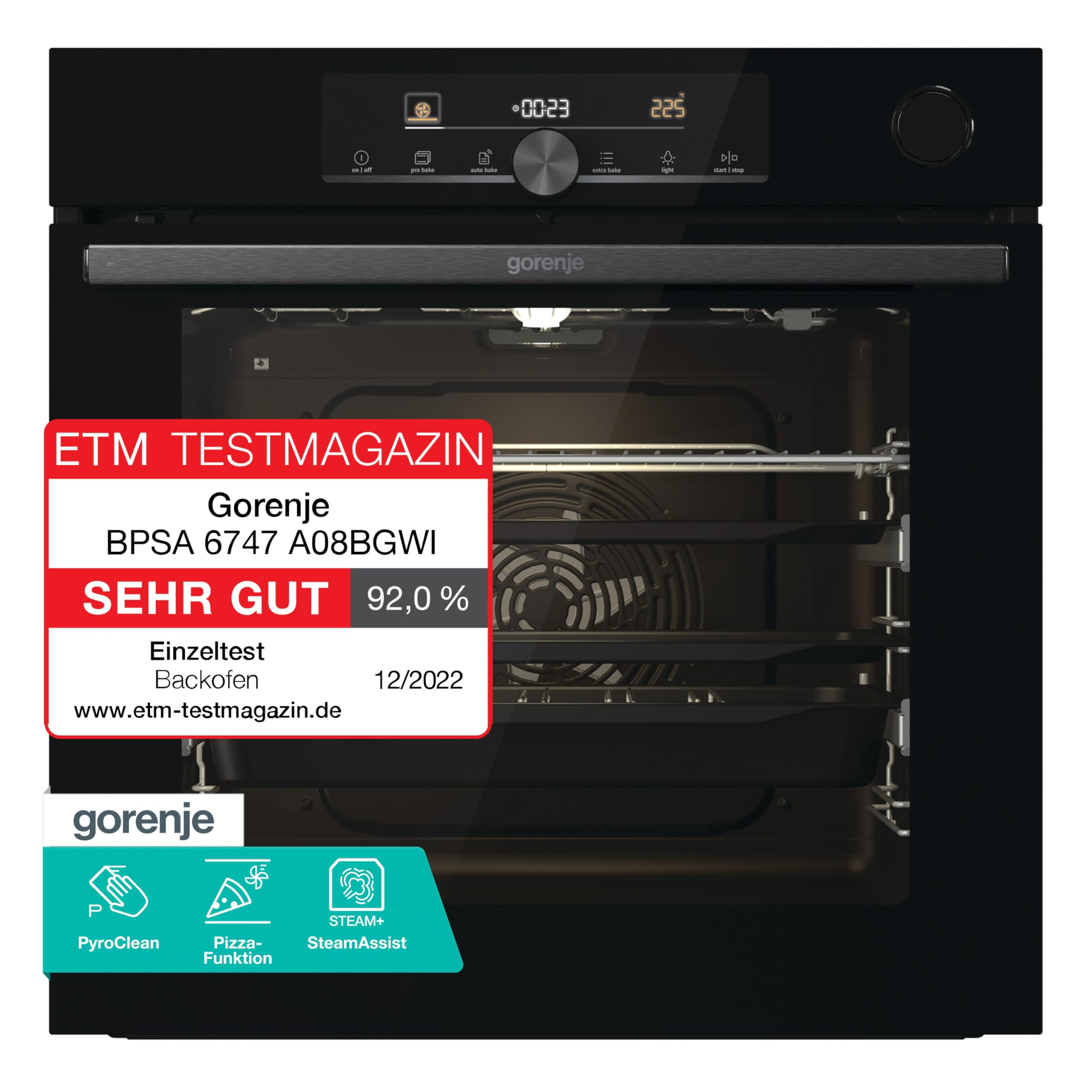 Gorenje OptiBake Advanced BPSA 6747 A08BG Einbau-Backofen / 77L / Heißluft / Pyrolyse / AutoBake / Touch Bedienung / Bratenthermometer