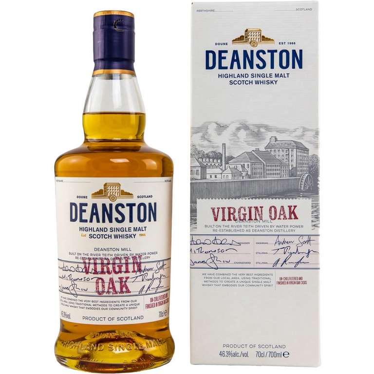 Whisky-Deals 244: Deanston Virgin Oak Highland Single Malt Scotch Whisky 46,3% vol. (0.7 l) für 22,99€ inkl. Versand [Amazon Prime]