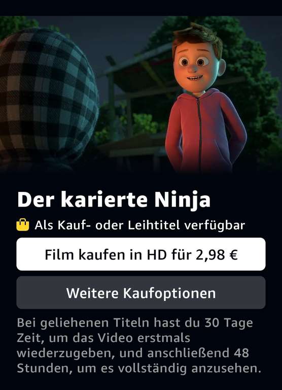 [Amazon Video] Animations-Film 'Der karierte Ninja' (2018) [HD] für 2,98 EUR zum Kauf