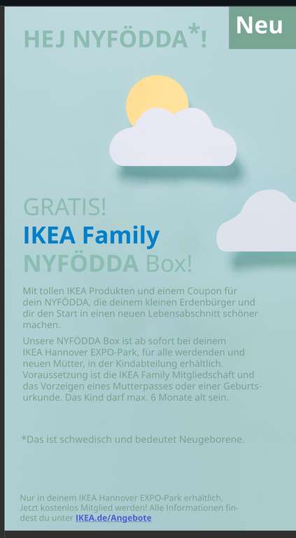 Ikea Hannover Expo-Park Baby Willkommenspaket (max. 6 Monate alt)