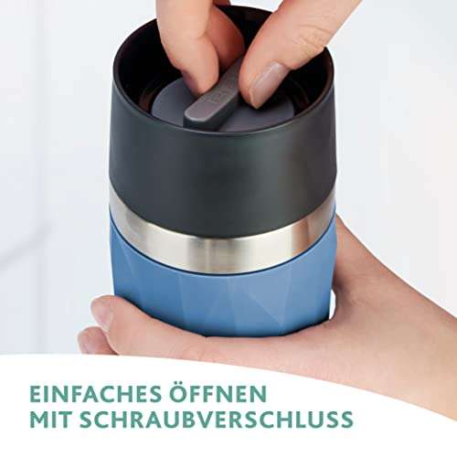 Emsa N21609 Travel Mug Compact Thermo-/Isolierbecher aus Edelstahl | 0,3 Liter | 3h heiß | 6h kalt [Prime Deal]