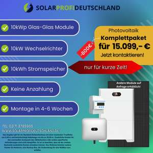 Photovoltaik-Anlage 10KWP + 10kWh Speicher Huawei + Montage und Anmeldung für 15.099€