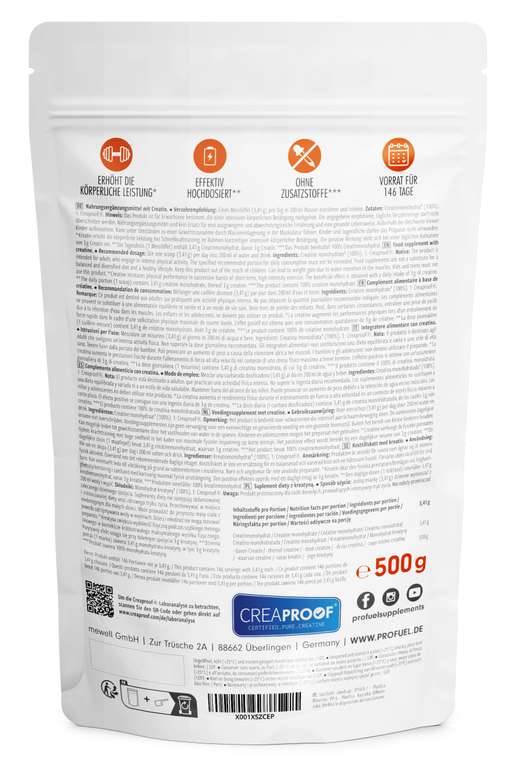 [Amazon Prime] 500g Creatin Monohydrat für 9,99 € inkl. Versand + bis zu 33% auf alles