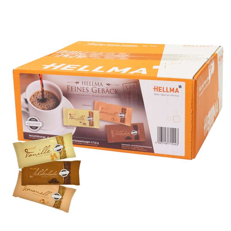 [Prime] HELLMA Feines Gebäck Mix - 200 Stk. Kekse, einzeln verpackt - 3 Sorten - Vorrats-Box