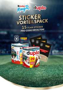 15 DFB Team-Sticker kostenlos beim Kauf von einer Aktionspackung duplo 20er oder kinder Riegel 20er