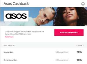TopCashback & Asos - 10% Cashback für Bestandskunden & 20% Cashback für Neukunden