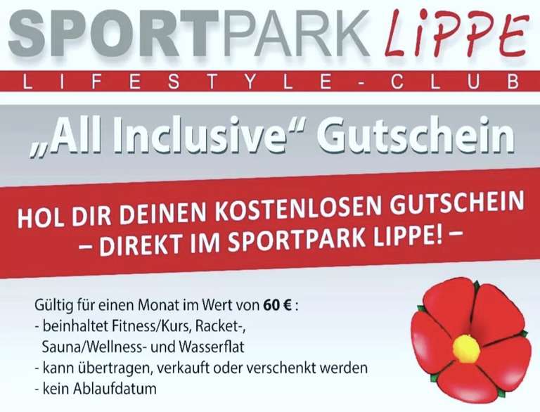 Kostenloser Sportpark Lippe Gutschein im Wert von 60€ (LOKAL Detmold)