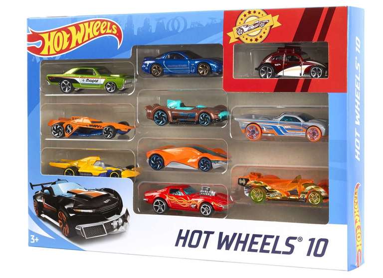 (Prime) Hot Wheels 54886 - 1:64 Die-Cast Auto Geschenkset, je 10 Spielzeugautos, zufällige Auswahl