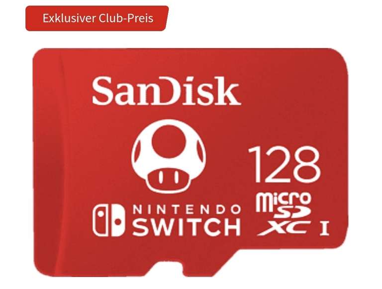 (MM-Club Angebot/Abholung) SANDISK microSDXC, Speicherkarte für Nintendo Switch, 128 GB, Rot