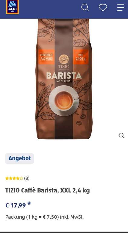 TIZIO Caffè Barista, XXL 2,4 kg