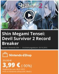 JRPG Sale für den Nintendo 3DS | Shin Megami Tensei: Devil Survivor 2 u.a.