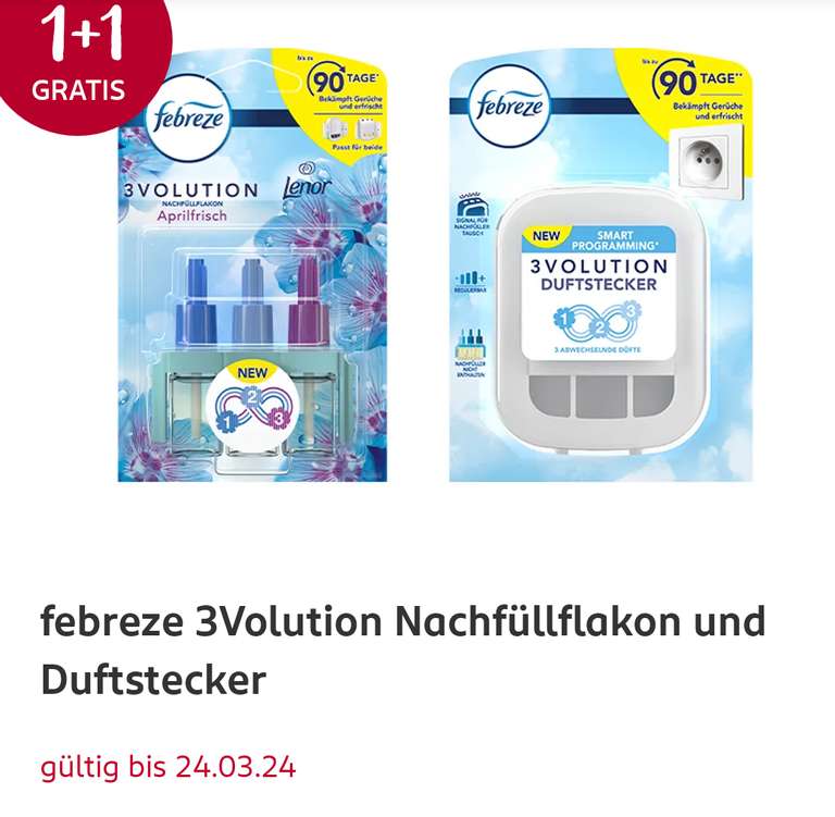 febreze 3Volution Duftstecker + Nachfüller (Abholung, sonst zzgl. 4,95€ Versand)
