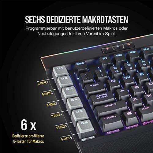 Corsair K95 Platinum RGB Mechanische Gaming Tastatur (Cherry MX Speed: Schnell und Hochpräzise, Multi-Color RGB Beleuchtung, Qwertz) schwarz