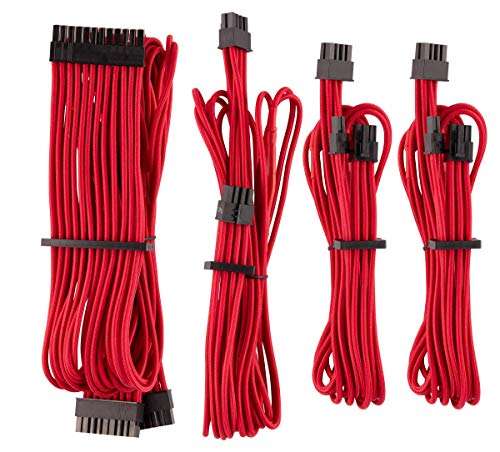 Corsair Premium Sleeved Netzteil Starter-Kabel-Set Typ4 (Generation 4-Serie) Rot