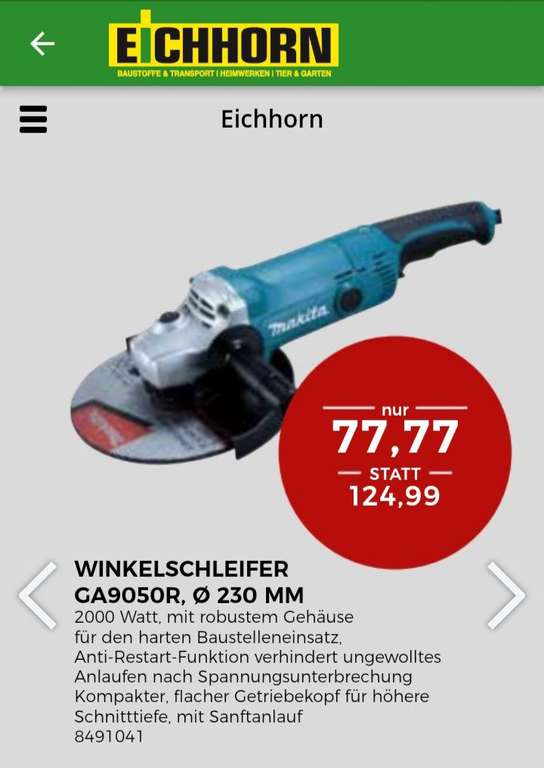 TPG Hornbach: Makita 2000Watt Winkelschleifer / 230mm / Sanftanlauf / robust