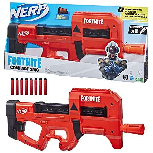 [Prime]Nerf Fortnite Compact SMG motorisierter Blaster, Ultrarot-Tarnung, 8-Dart Magazin, 8 Nerf Elite Darts aus Schaumstoff