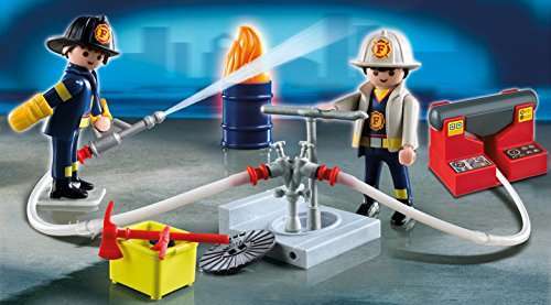 PLAYMOBIL 5651 City Action Mitnehm-Feuerwehrset mit funktionsfähiger Wasserpumpe (prime)