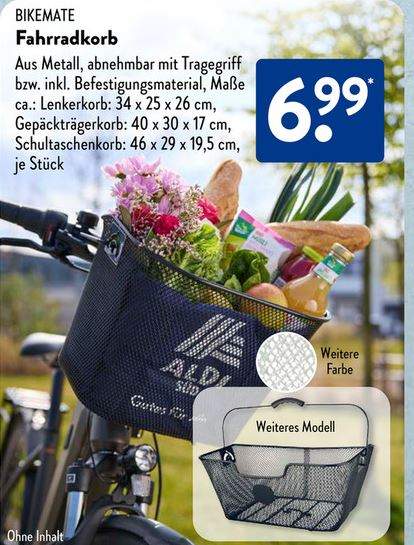 Bikemate Fahrradkorb in Schwarz oder Silber fr 6,99  bei ALDI SD |  mydealz