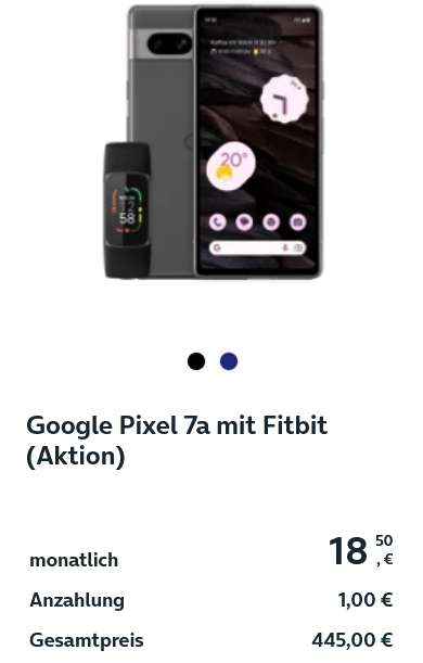 O2 Bestandskunden: Google Pixel 7a & Fitbit Charge 5 für 449,99€ inkl. Versand (ohne Vertrag)