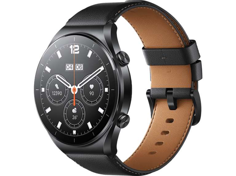XIAOMI Watch S1, Smartwatch Edelstahl Echtleder, Black