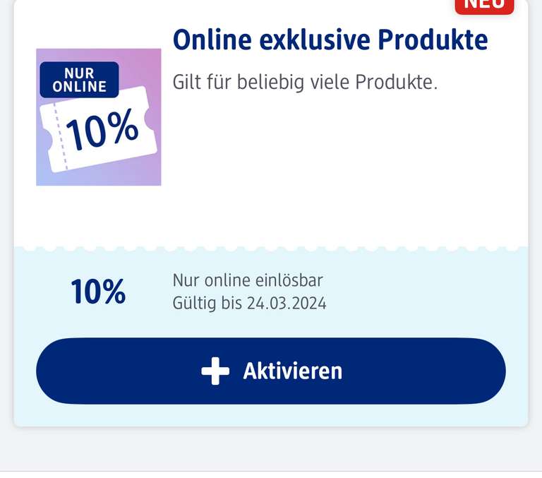 DM 10% auf alles Online bis 24.03.24 kombinierbar mit 20% DMBio Babynahrung personalisiert