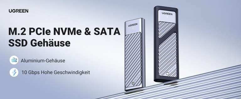 UGREEN M.2 NVMe 10Gbit SATA SSD Gehäuse USB 3.2 Gen 2