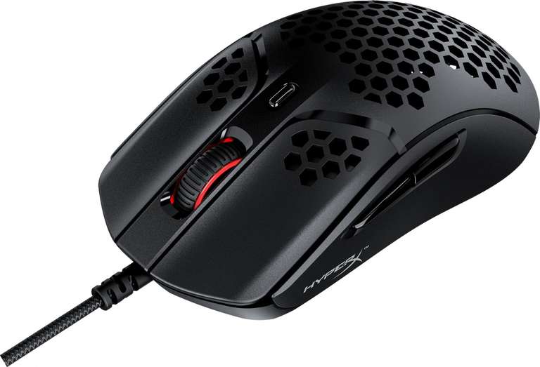 HyperX Pulsefire Haste Gaming Maus | 6 Tasten | max. 16000dpi in 5 Stufen | max. 1000Hz in 3 Stufen | mechanische Taster | RGB | USB | 59g